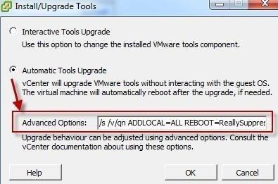 обновление vmware tools без перезагрузки advanced options