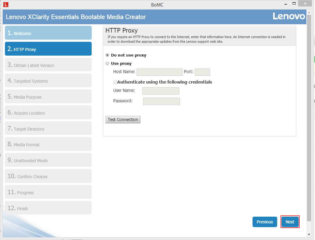 BoMC Proxy Screen