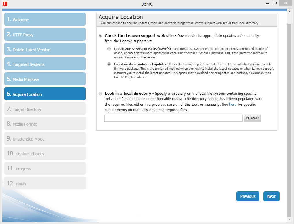 BoMC Acquire Location Screen